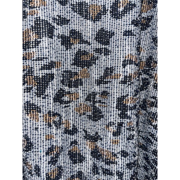 W5 Medium Halter Top Leopard Print Raw Fringe Hem Sleeveless Anthropologie Blue - Picture 3 of 7